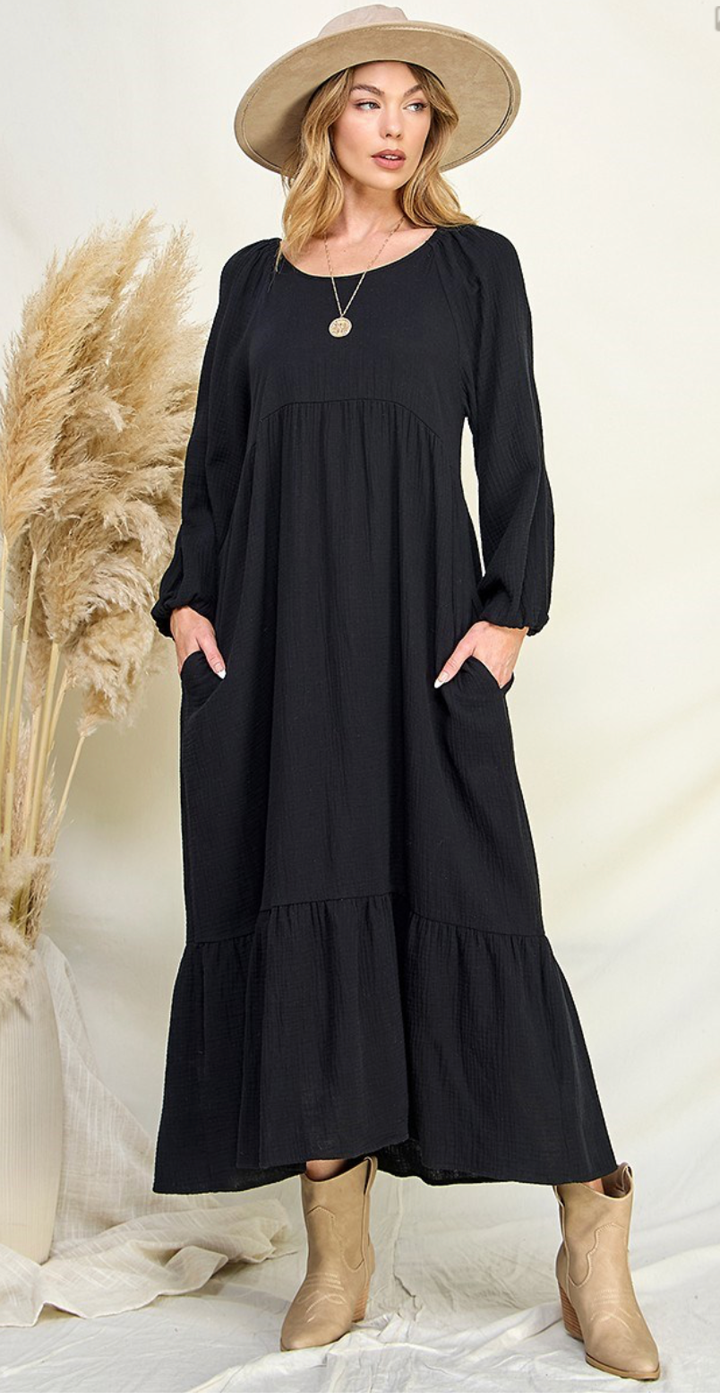 GAUZE RUFFLE DRESS