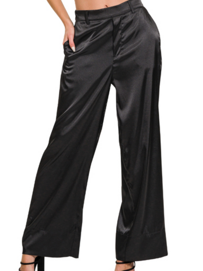 SATIN PANTS-WIDE LEG