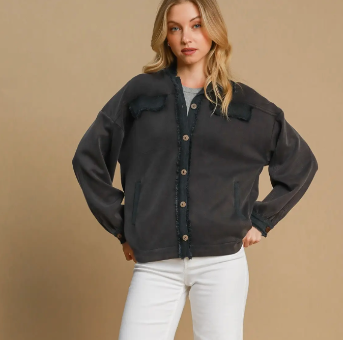 LUXEKNIT SHACKET FRAY EDGE