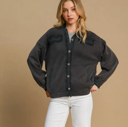 LUXEKNIT SHACKET FRAY EDGE