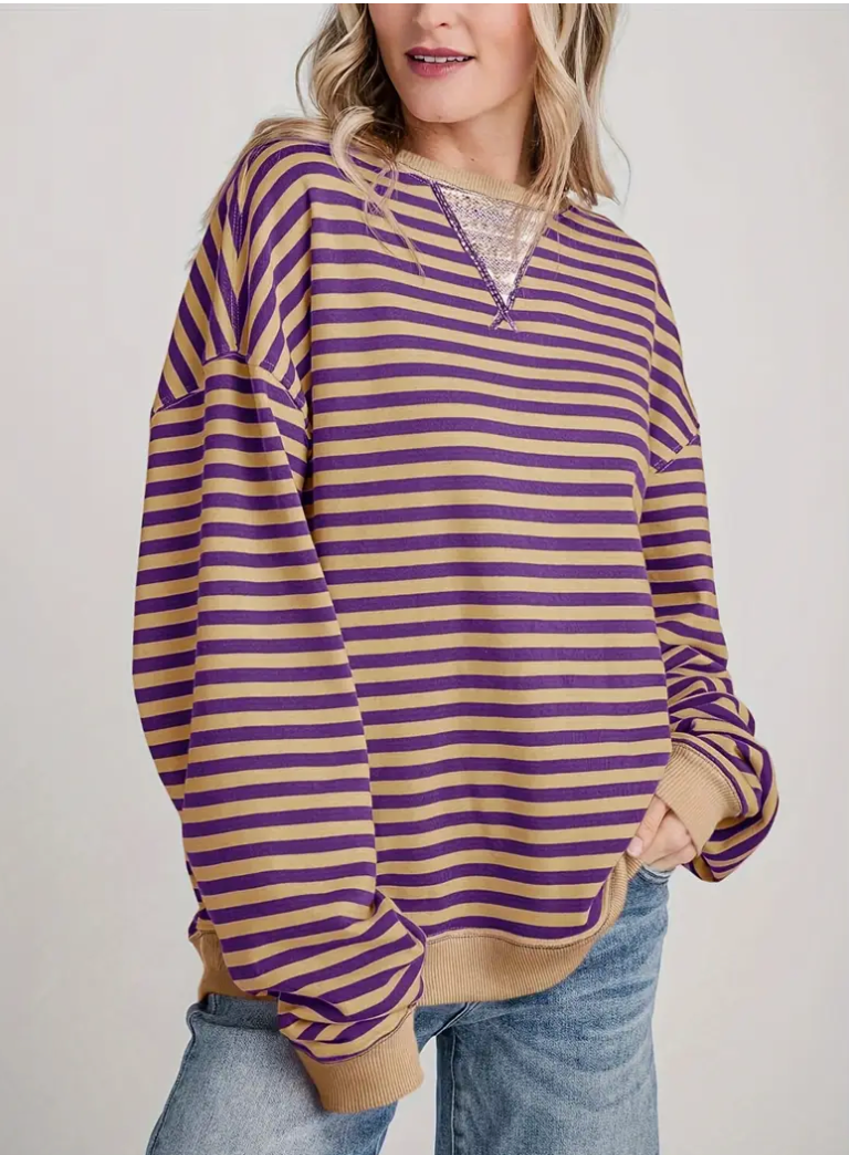 OVRSZ STRIPE CREW NECK