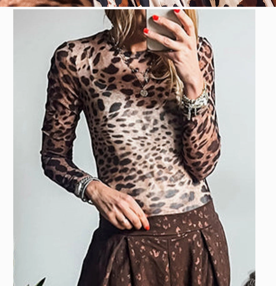 LEOPARD MESH L/SLV TOP