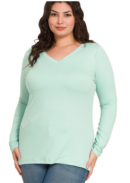 MF L/SLV VNECK TEE
