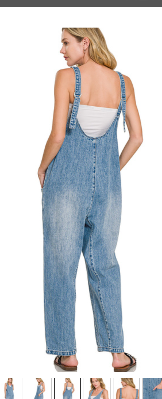 DENIM ADJ STRAP BAGGY JUMPSUIT