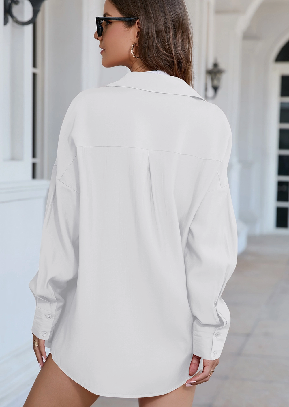 TENCEL BUTTON UP L/SLV TOP