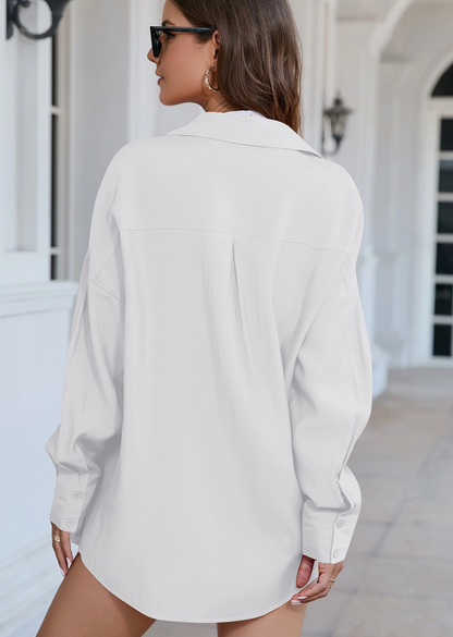 TENCEL BUTTON UP L/SLV TOP