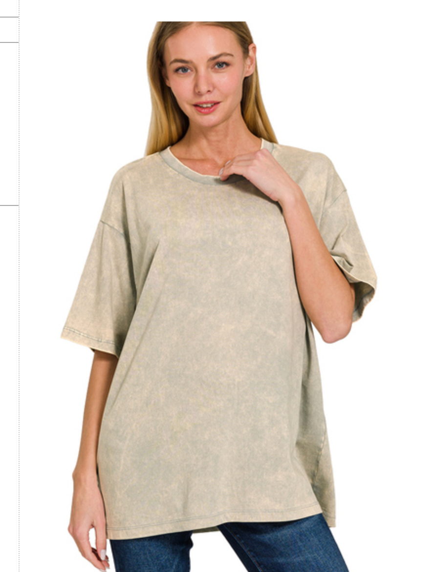 COTTON WSHD LOOSE S/SLV TEE