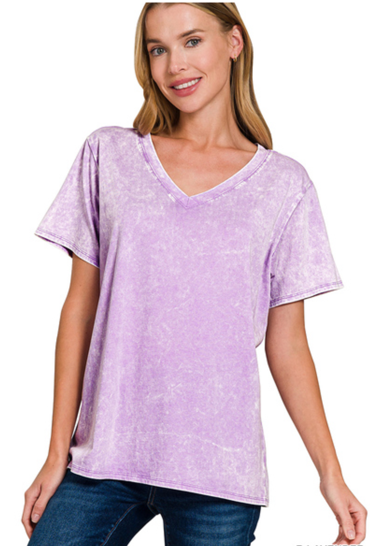 COTTON WASHED S/SLV VNCK TOP