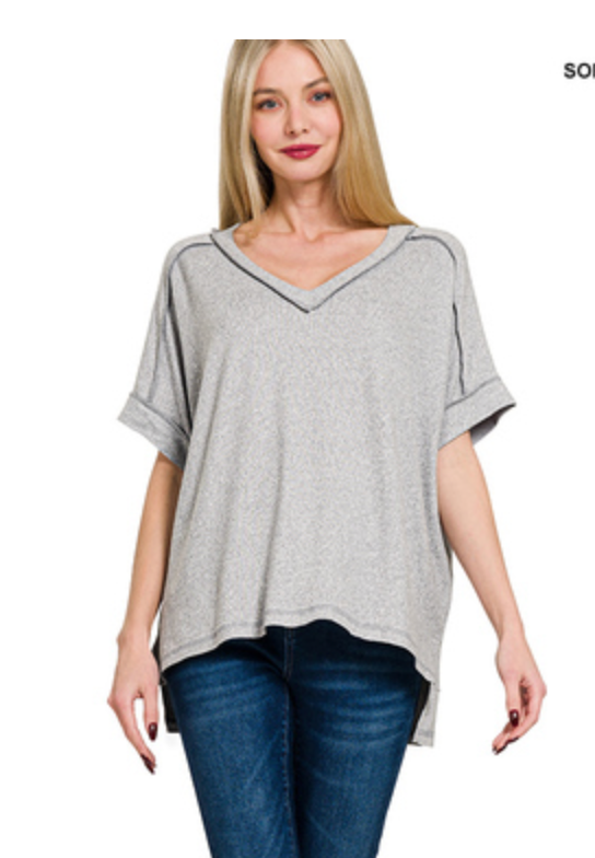 MELANGE HACCI VNK S/SLV HI-LO TEE