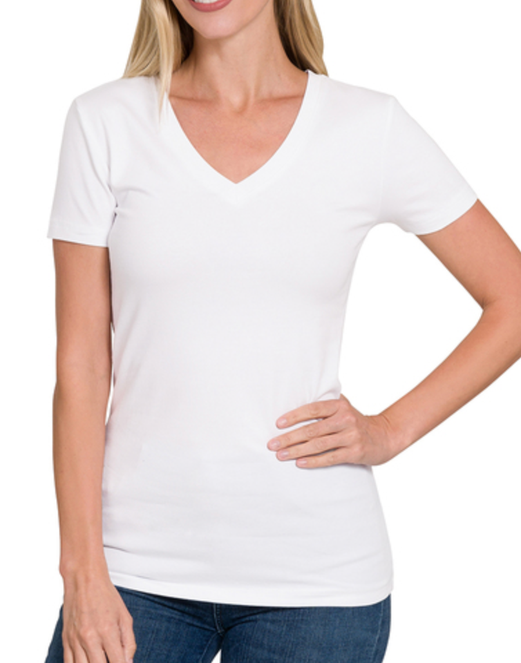 COTTON/SPAN S/SLV VNK FITTED TEE