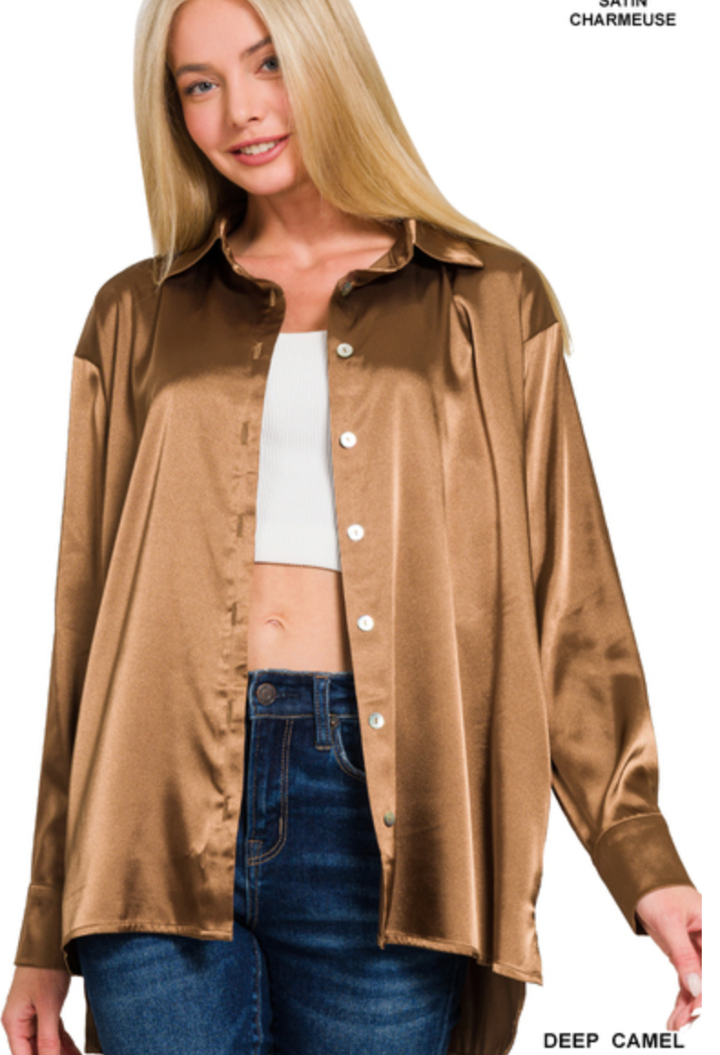 SATIN BUTTON DOWN
