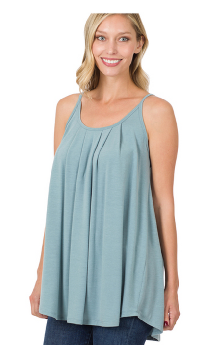 PLEATED SPAGHETTI CAMI