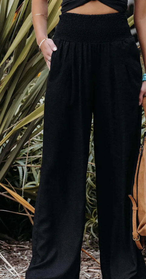 ELASTIC WAIST WIDELEG PANT