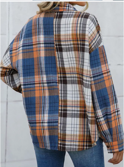 BUTTON PLAID POCKET