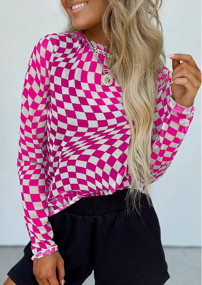 CHECKERED MESH L/SLV