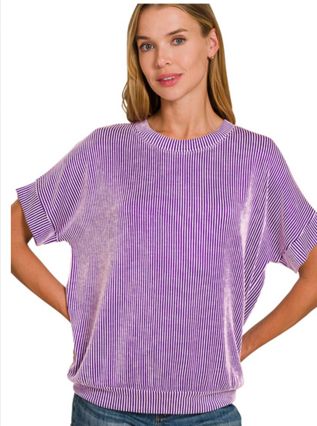 CORDED RIB S/SLV TOP