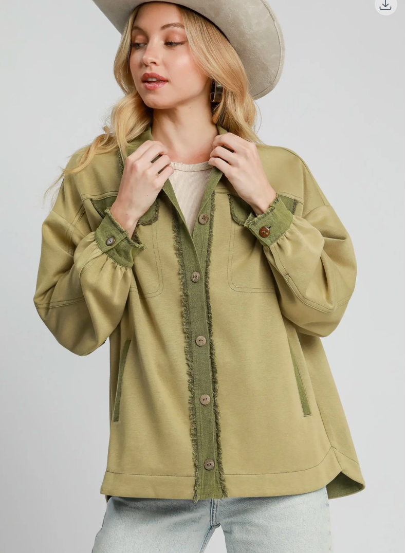 LUXEKNIT SHACKET FRAY EDGE