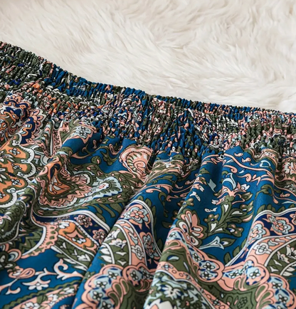 PAISLEY PRINT WIDE LEG PANT