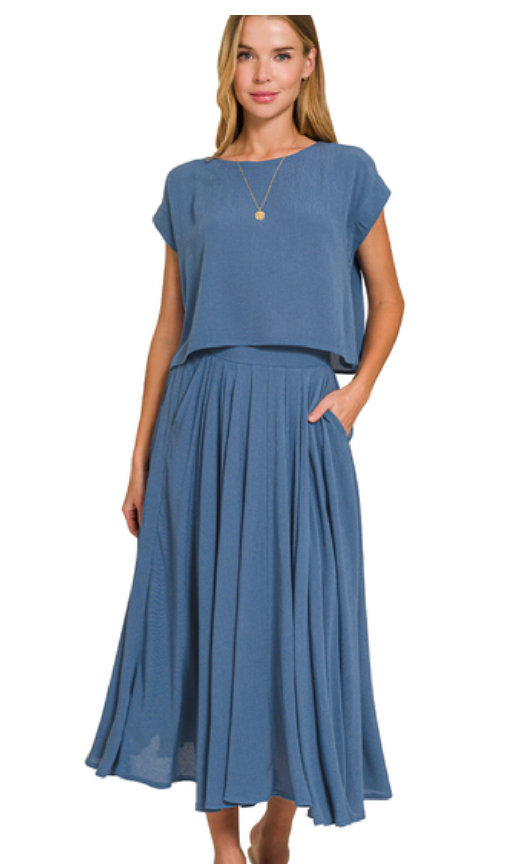 WOVEN CRINKLE TOP/SKIRT