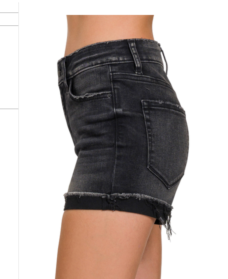 CUFFED RAW HEM DENIM