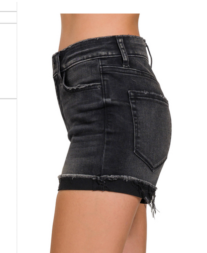 CUFFED RAW HEM DENIM