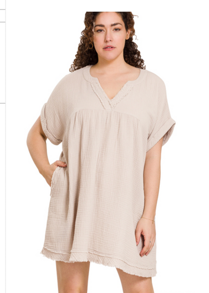 GAUZE S/SLV DRESS/TOP
