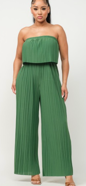 PLEATED STRAPLESS JUMPSUIT