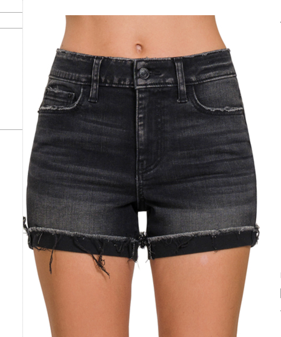 CUFFED RAW HEM DENIM