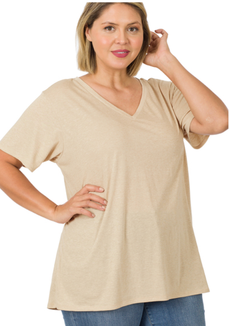 COTTON BF OVERSIZED V-NK TEE