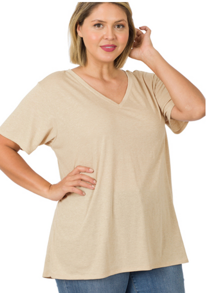 COTTON BF OVERSIZED V-NK TEE