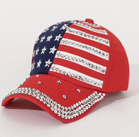 AMERICAN FLAG/RHINESTONE CAP