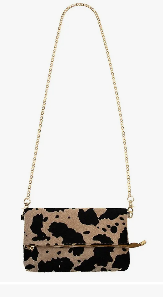ANIMAL PRINT FOLD OVER CROSSBODY