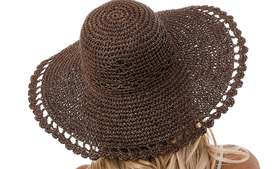 KNIT STRAW WIDE BRIM HAT