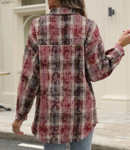 PLAID SHACKET CHCK'D RIPPED