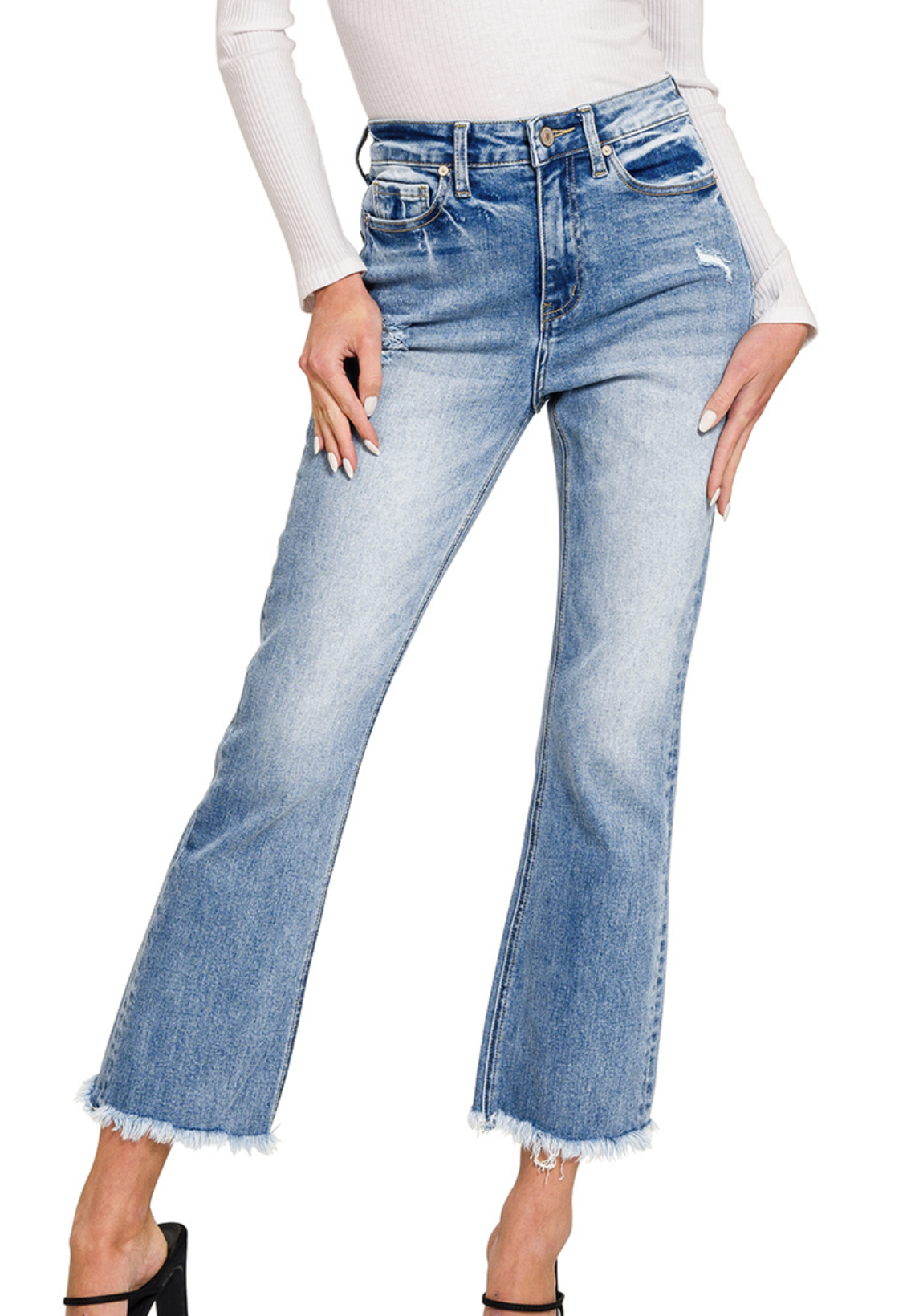 HR STRAIGHT RAW HEM CROP