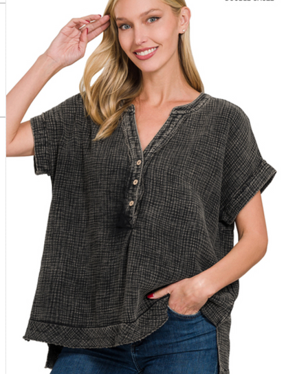 3/4 BUTTON HENLEYNK SHIRT