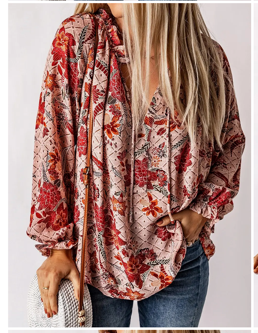 SPLIT VNECK PRINTED