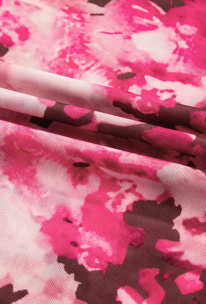 FLORAL MESH MOCKNECK TOP