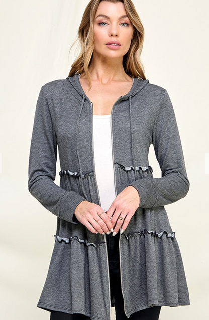 TIERED HOODIE ZIP UP