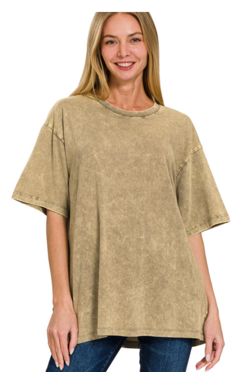 COTTON WSHD LOOSE S/SLV TEE