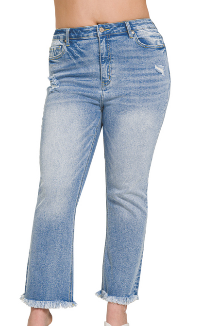 HR STRAIGHT RAW HEM CROP