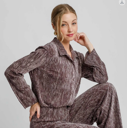 TEXTURED VELVET TOP/PANT