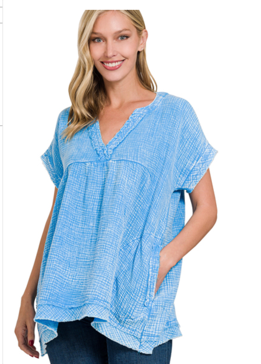 WASHD GAUZE S/SLV  SHIRT