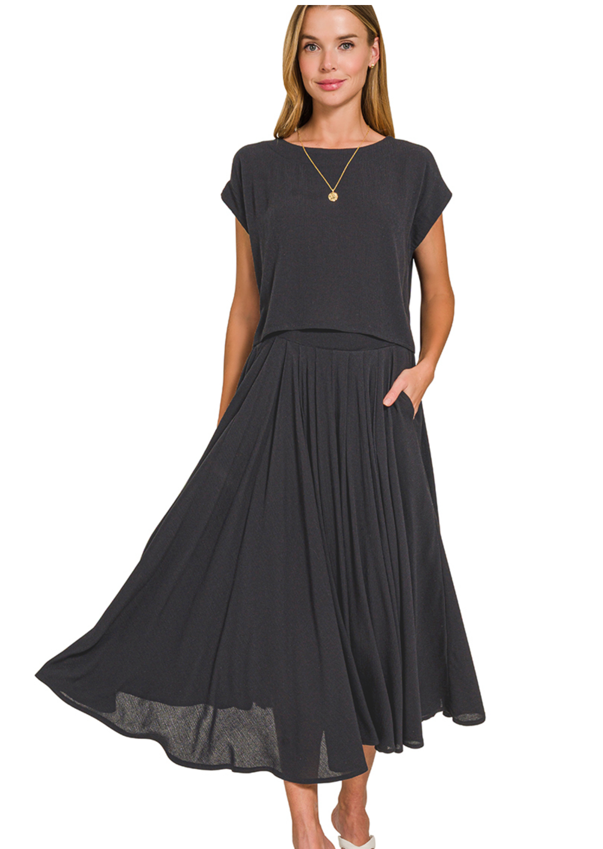 WOVEN CRINKLE TOP/SKIRT