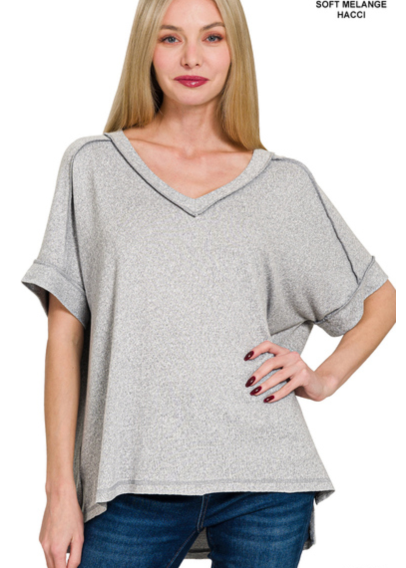 MELANGE HACCI VNK S/SLV HI-LO TEE