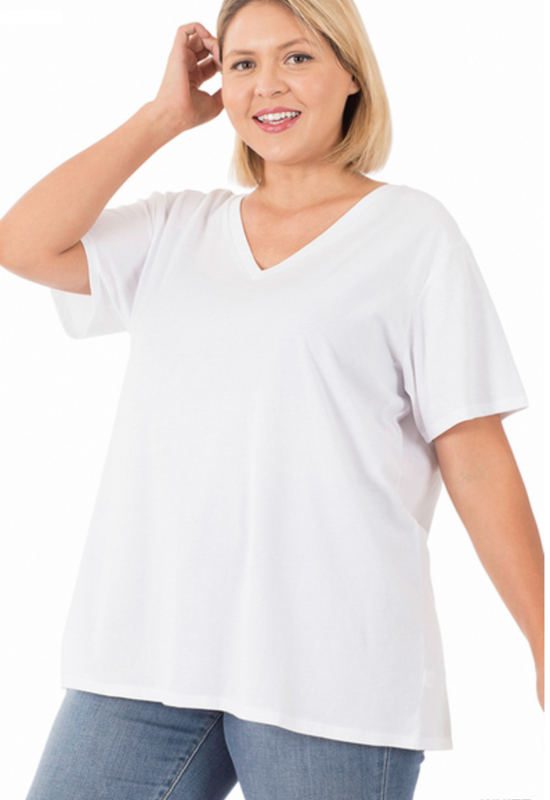 COTTON BF OVERSIZED V-NK TEE