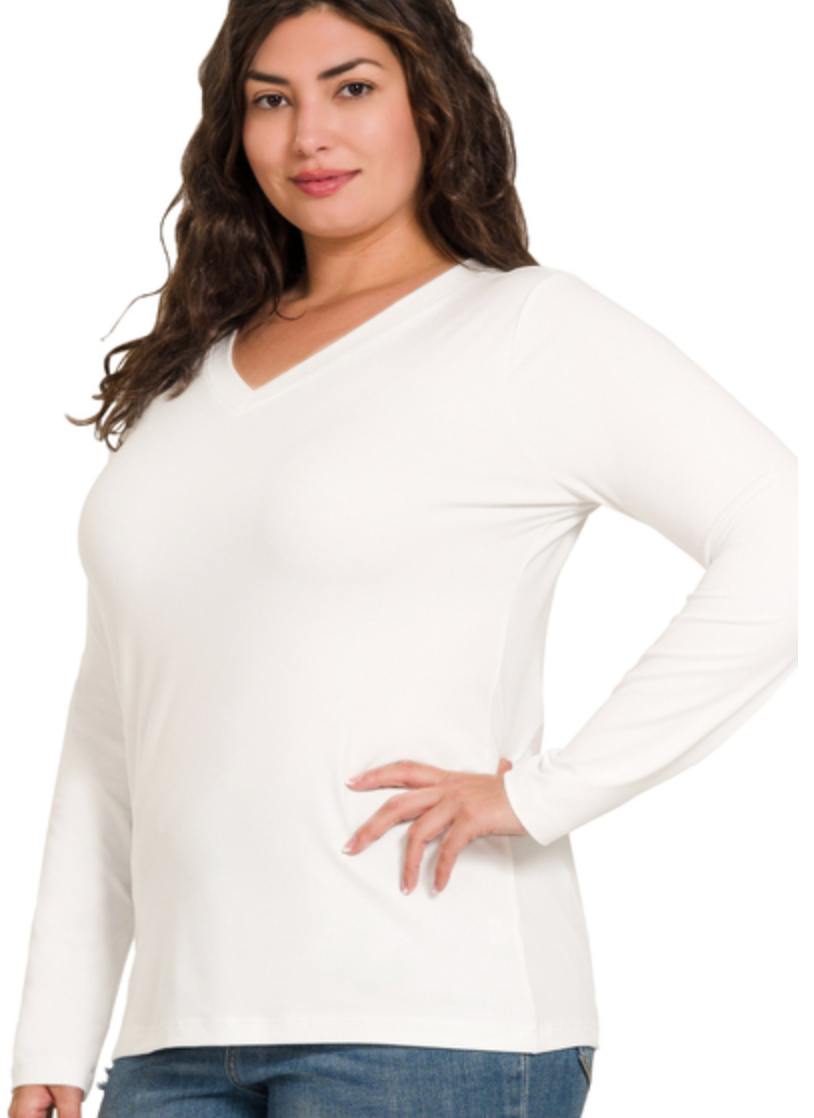 MF L/SLV VNECK TEE