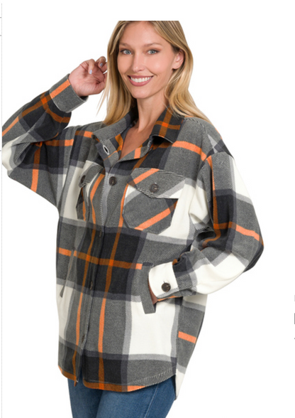 PLAID FLEECE SHACKET