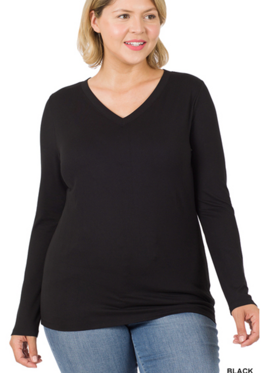 MF L/SLV VNECK TEE