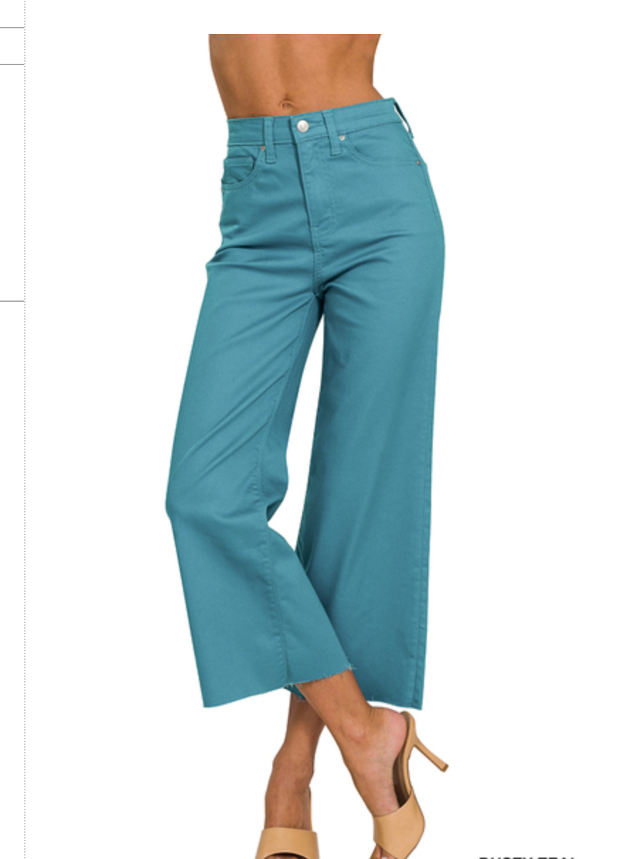 HR FLARE CROP DENIM PANTS